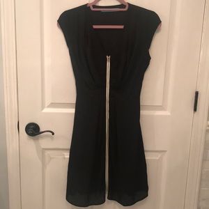 Black Dress with White and Gold Zipper Detail